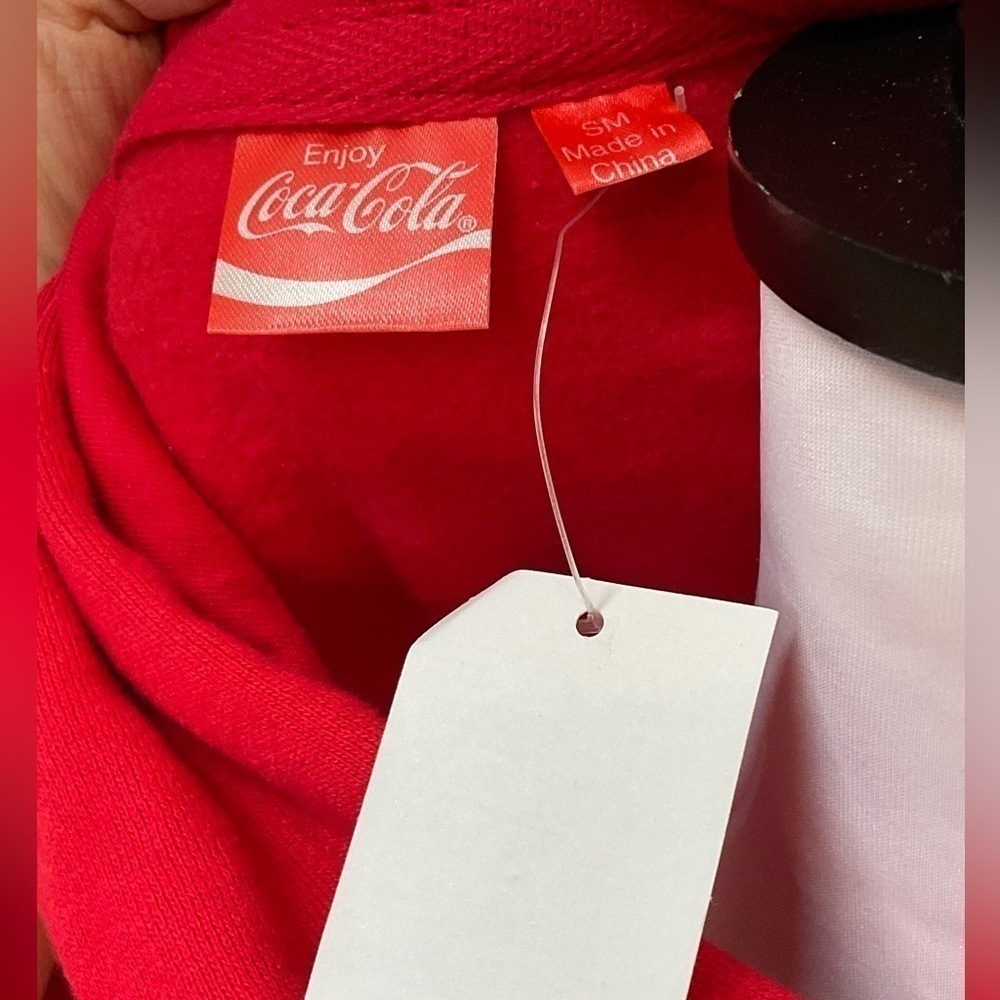 Coca Cola Womens Red Holiday Long Sleeve‎ Hooded Graphic Sweatshirt Dress S H2 - Picture 11 of 11